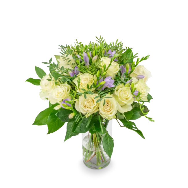 Bouquet of roses with freesia